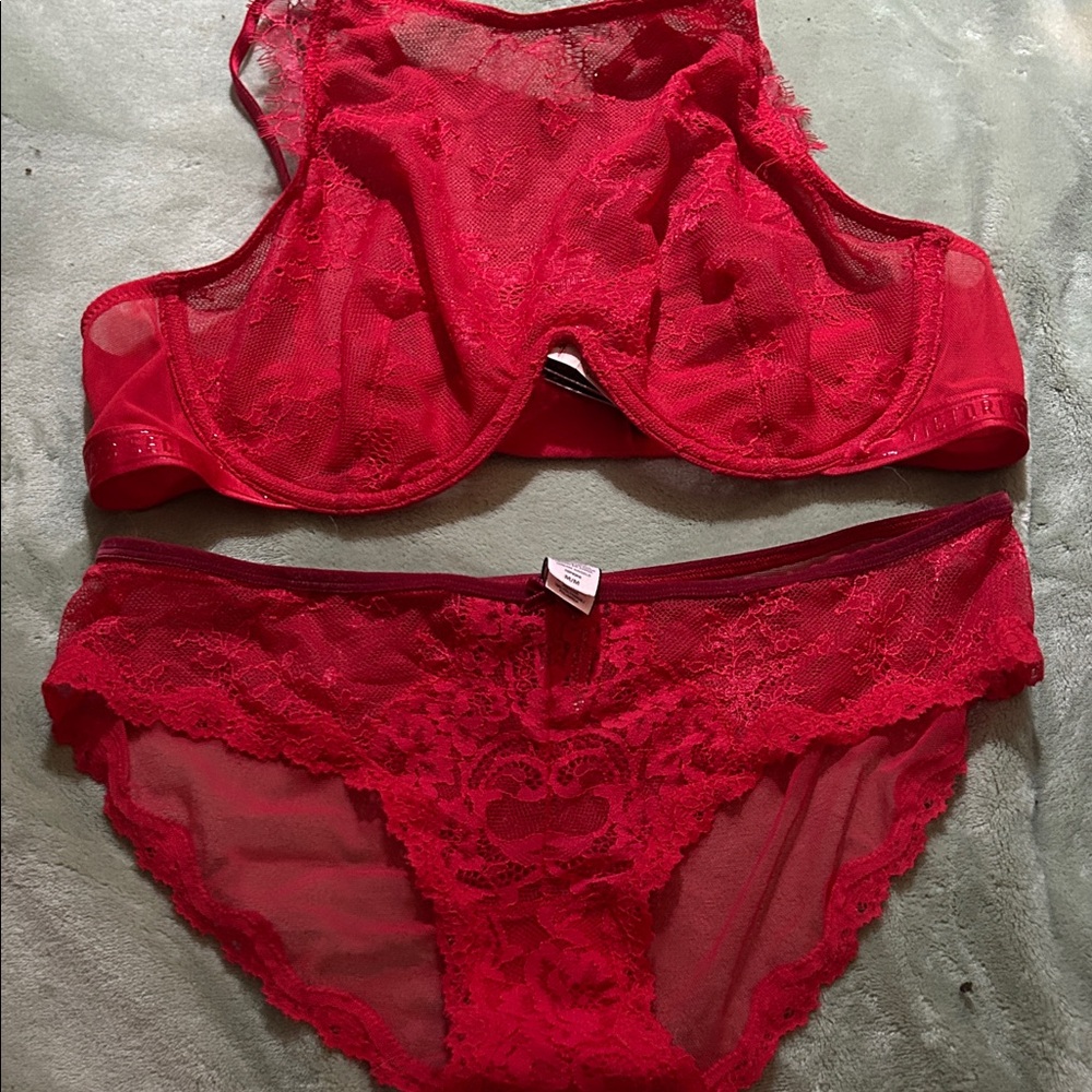 Victoria's Secret Red Lace Bra Set